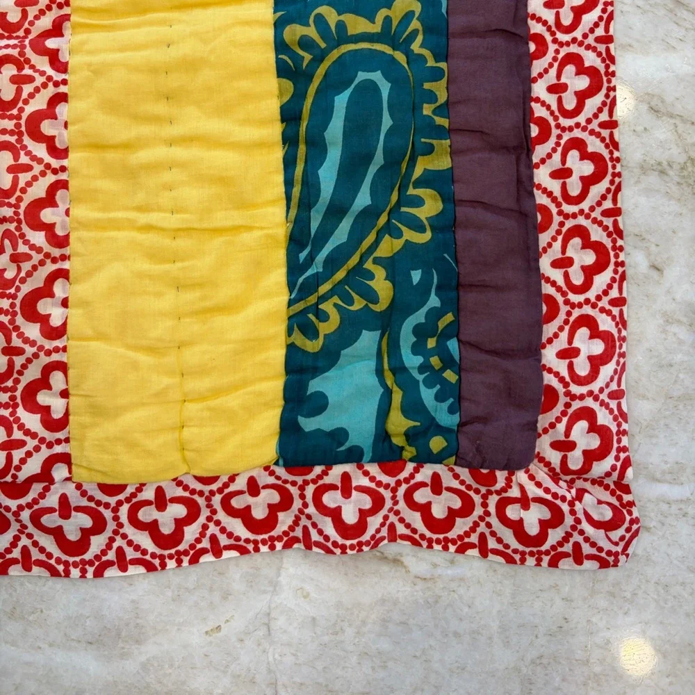 Anthropologie‎ Quilted Cotton Pillow Shams Pair 20x26 Patchwork Boho